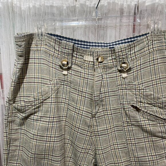 Brown Sound Plaid Linen Shorts Men's Size 32 Zip Pockets Summer - Picture 2 of 13